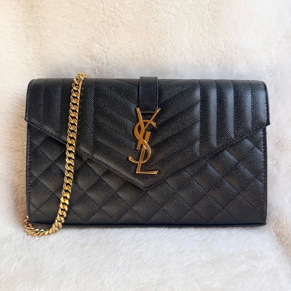 Saint Laurent Triquilt Envelope Wallet On Chain